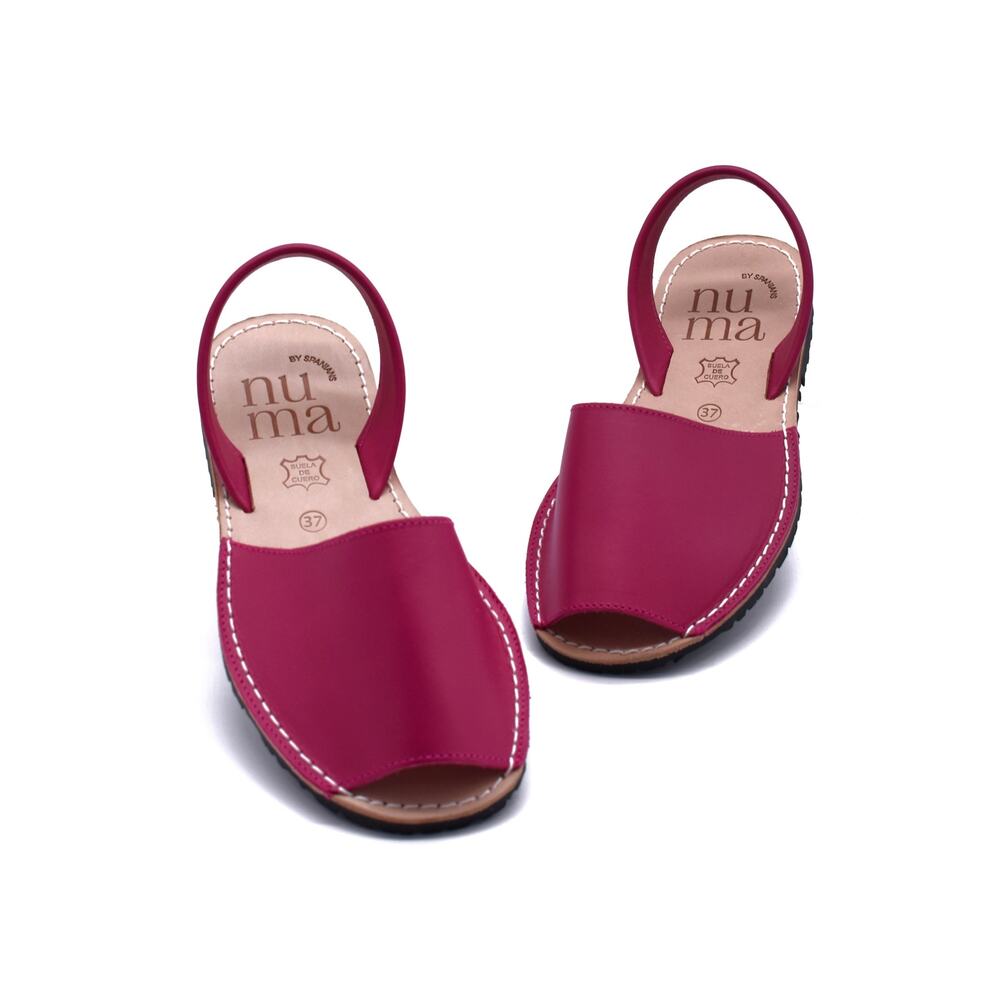 Leather Flat Sandals Fuchsia | Handmade in Spain | Lightweight Sole